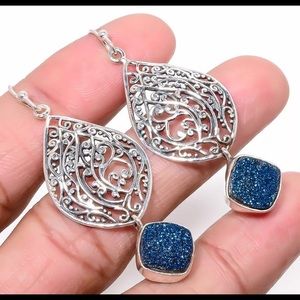 Natural Titanium Druzy sterling silver earrings